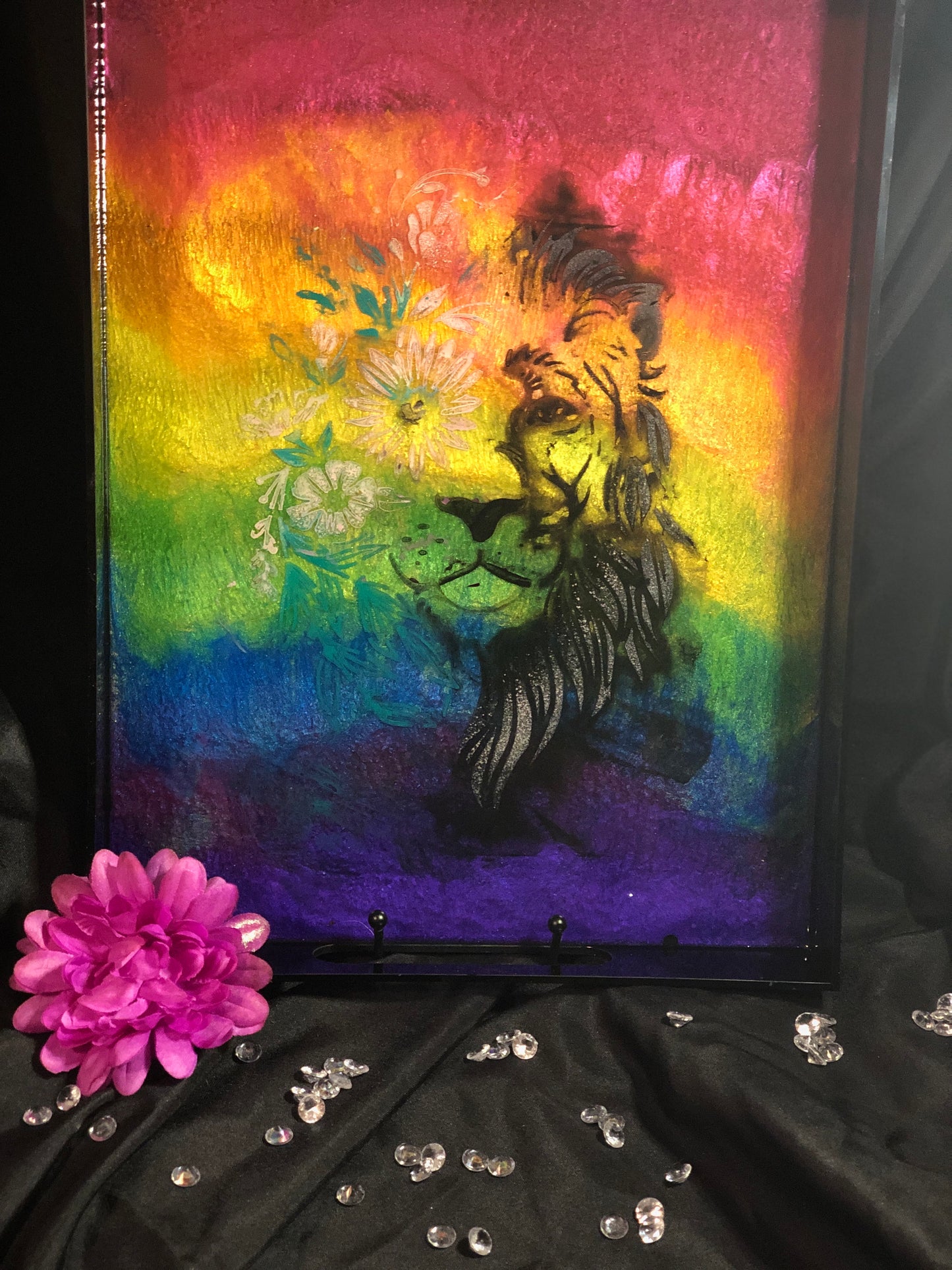 Multicoloured Rainbow Lion Resin Serving Tray