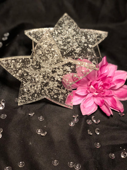 A Star is Born Shaped Silver Leaf Resin Coasters