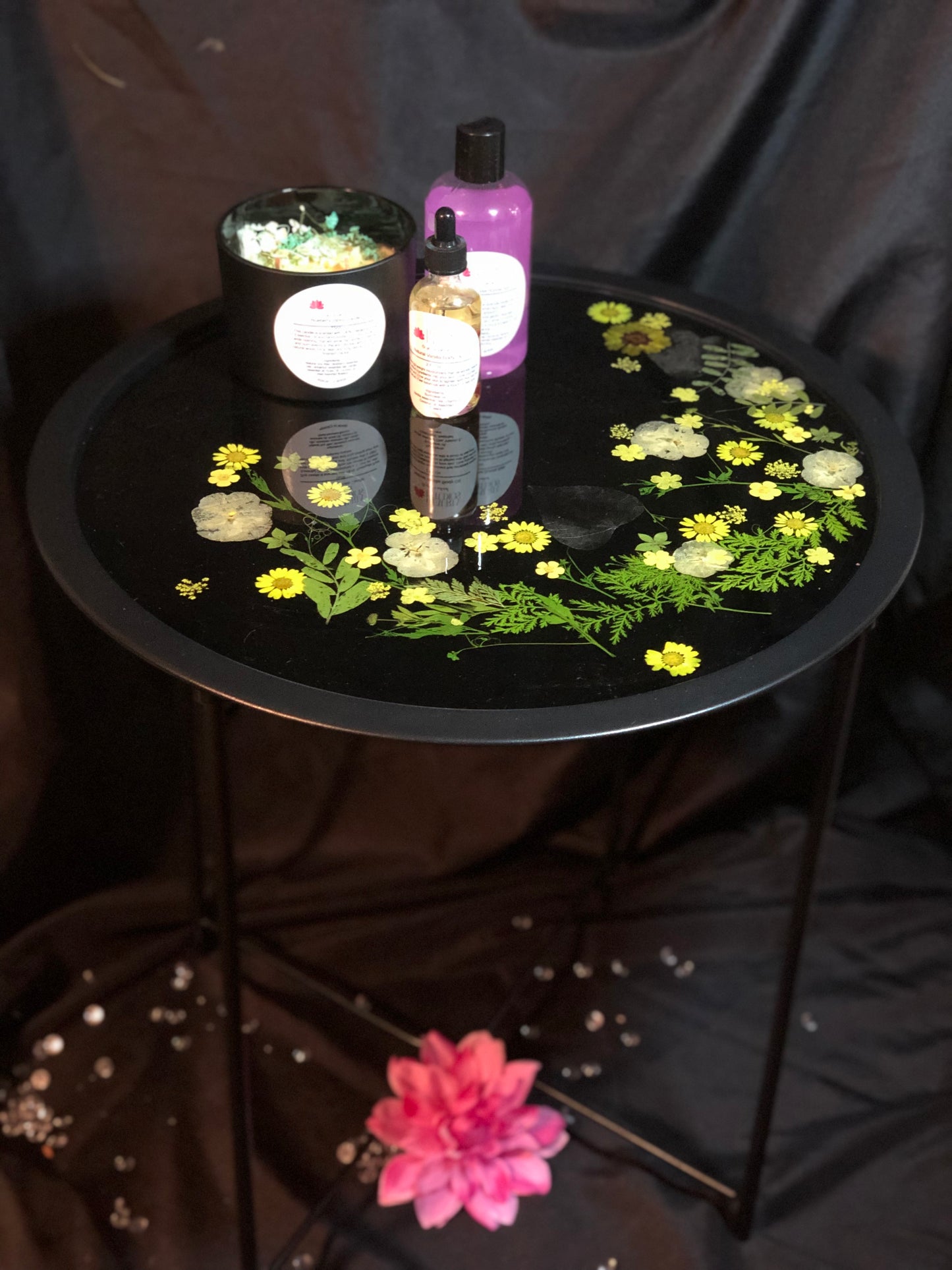 Spring Flower Resin Side Table and Coffee Table