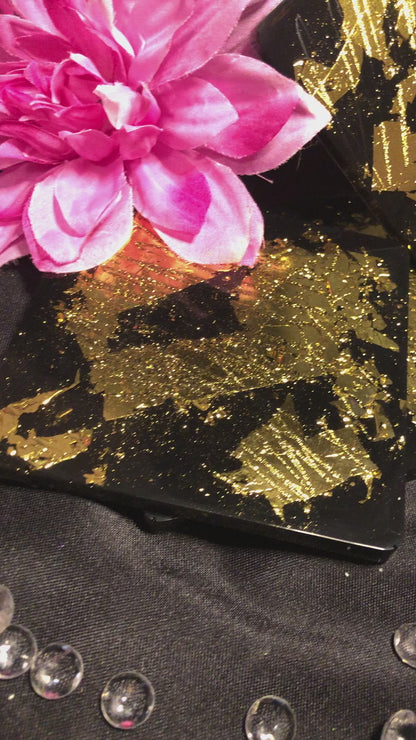 Gold Leaf Resin Coasters - Set of 4